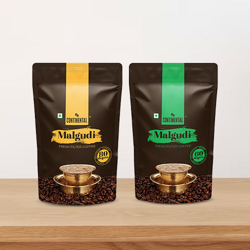 Continental Malgudi - 500g Pouch Combo | PACK OF 2 | 80% Coffee 20% Chicory + 60% Coffee  40% Chicory | Roast & Ground Coffee Powder | Filter Coffee Powder