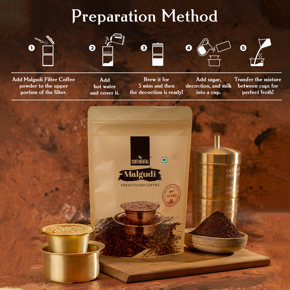 Buy Malgudi Araku Filter Coffee 200gm Pouch Continental Coffee
